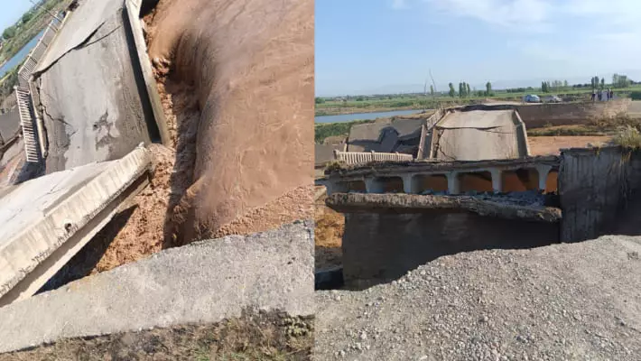 В Кашкадарьинской области сель разрушил мост