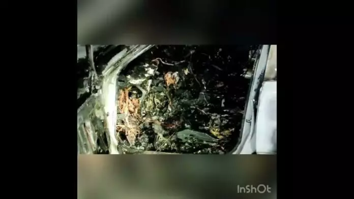 Lexus сгорел в результате ДТП в Шымкенте. Есть пострадавший