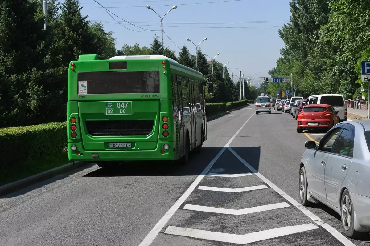 На одной из центральных улиц Алматы разрешат проезд по автобусной полосе