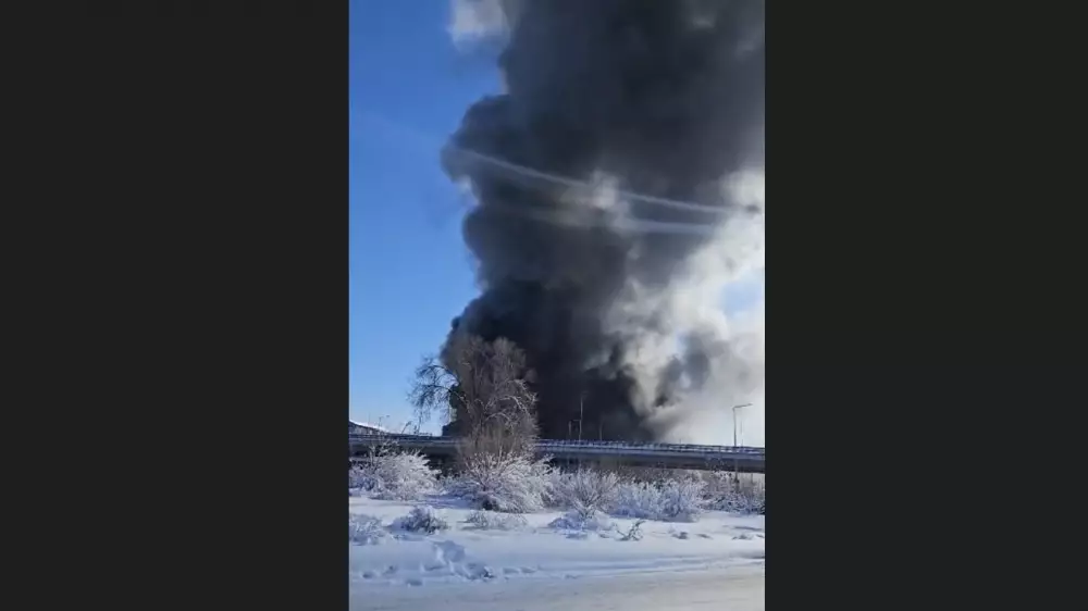 Крупный пожар сняли очевидцы в Алматы