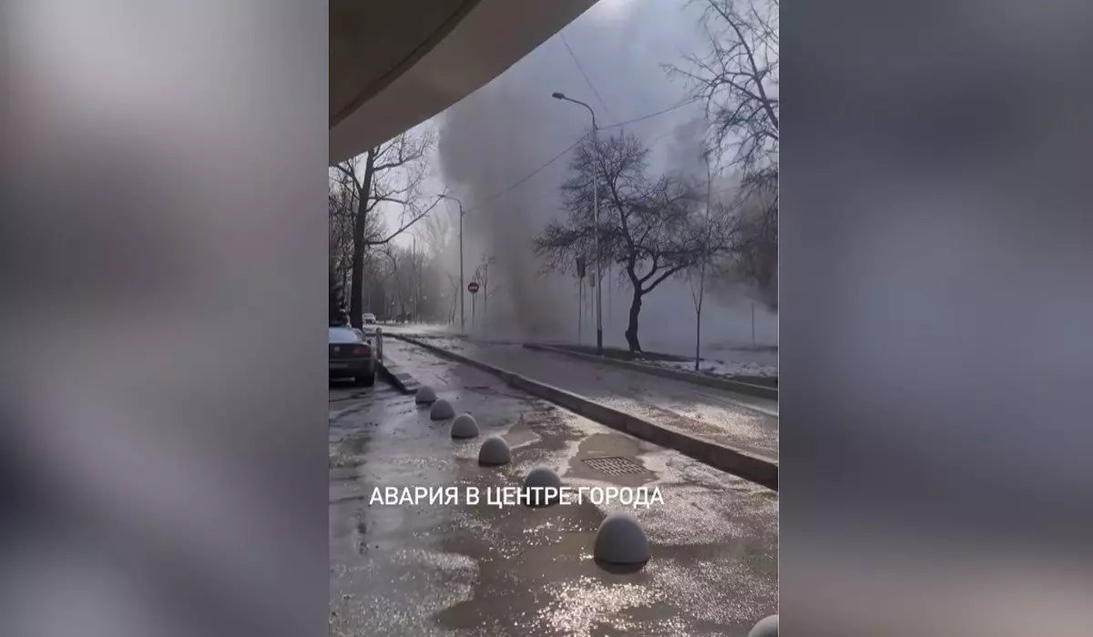 Бьющий из-под земли фонтан с кипятком сняли на видео в Алматы