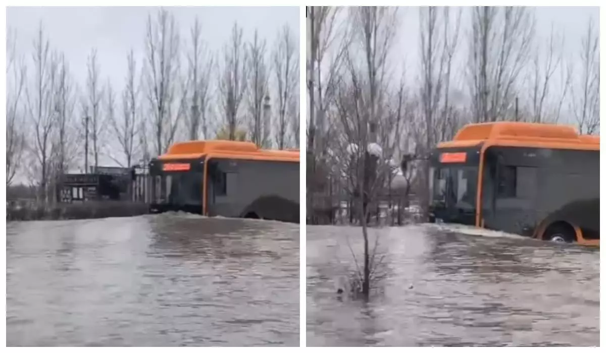 Автобус «плывет» в Актобе: видео появилось в Казнете