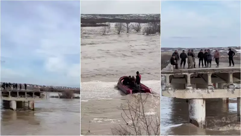 Новые кадры разрушенного моста показали в Абайской области