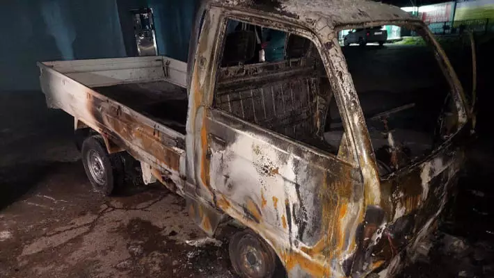 В Ташкенте на заправке сгорел автомобиль Labo