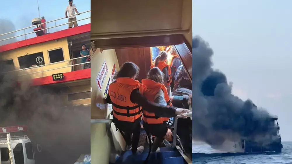 "Мы едва успели спастись": страшные кадры пожара на борту появились в сети