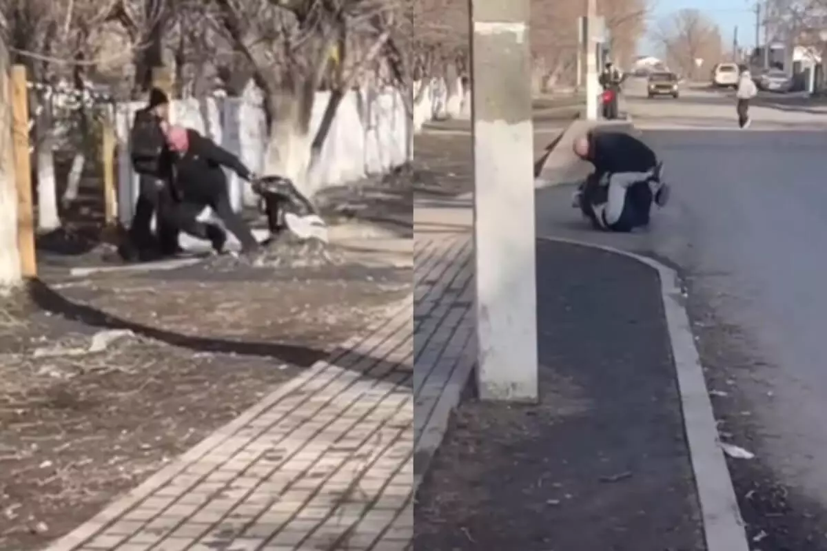 Мужчина избивал и таскал за волосы женщину на улице в Карагандинской области (ВИДЕО)