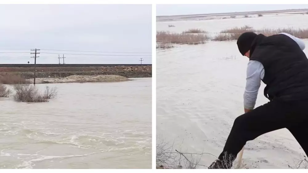 Искусственные плотины начали подрывать в Атыруской области, чтобы повернуть русло реки