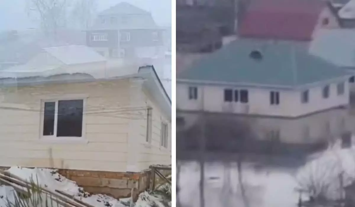 «Неужели весь труд впустую»: житель СКО показал видео построенного дома, который затопило