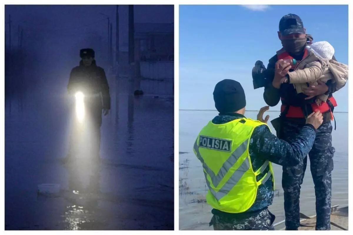 Как полиция помогает в борьбе с паводками в регионах Казахстана