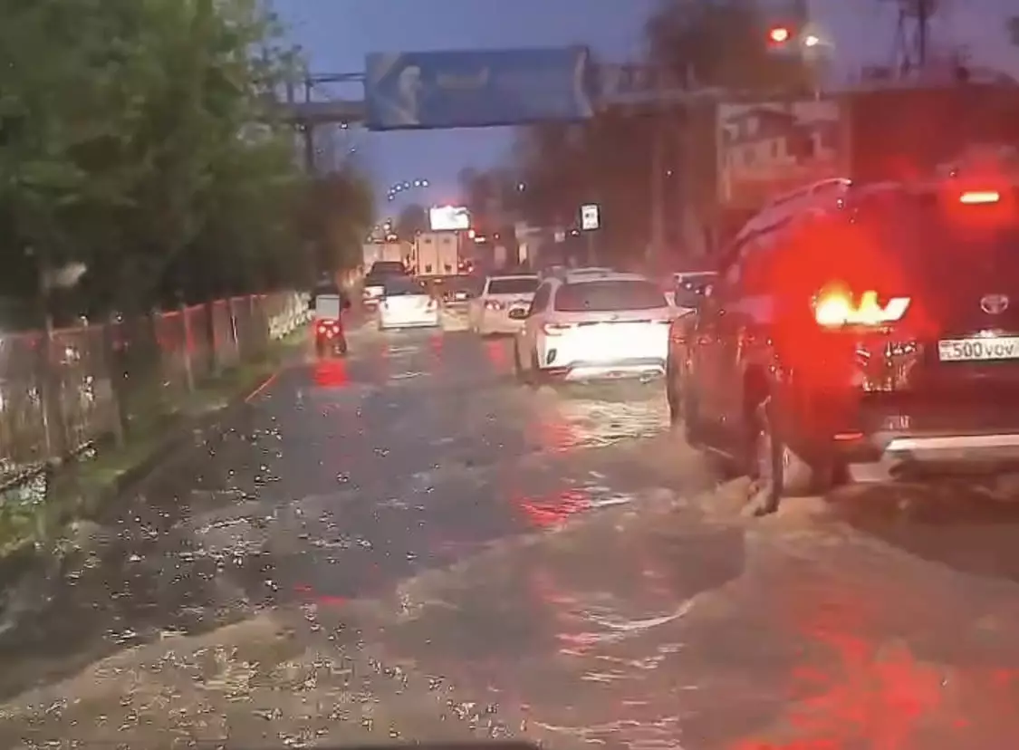 Ливень затопил улицы и бизнес-объекты Шымкента