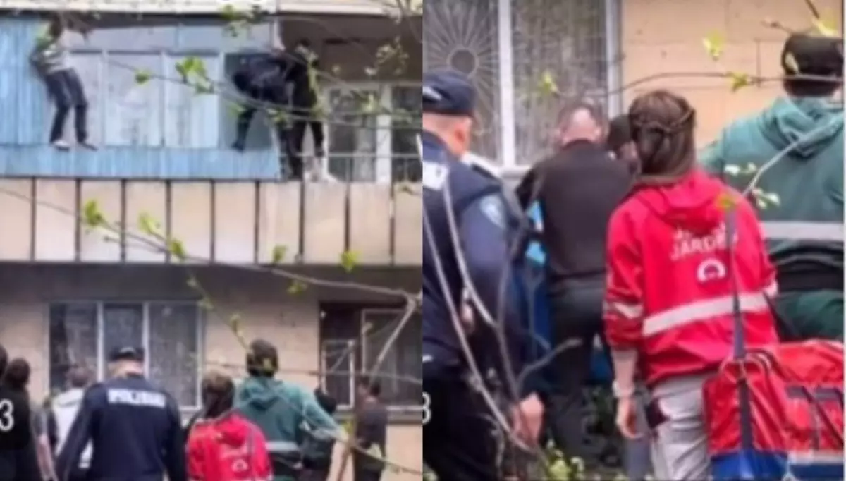 Мужчина вылез на балкон и напугал жителей Алматы (ВИДЕО)