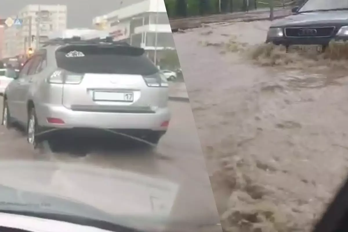 Шымкент "поплыл": ливень затопил улицы мегаполиса (видео)