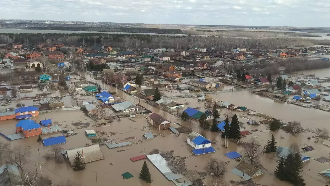 Затопленный Петропавловск и пригородные сёла. Вид сверху