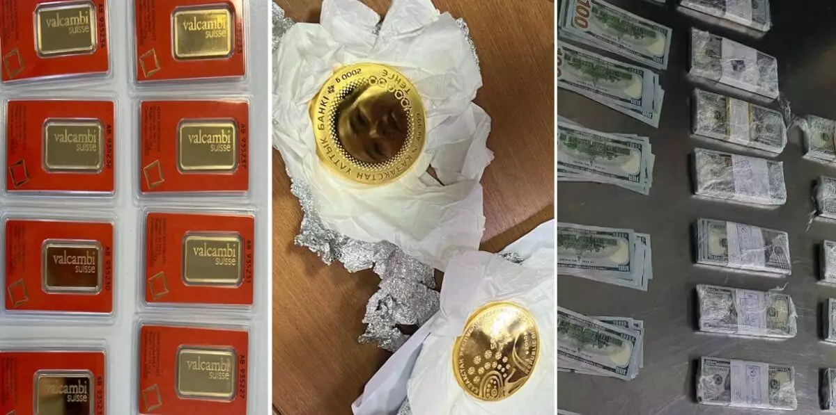 Валюту на 400 млн тенге и золотые слитки пытались вывезти через аэропорт Астаны