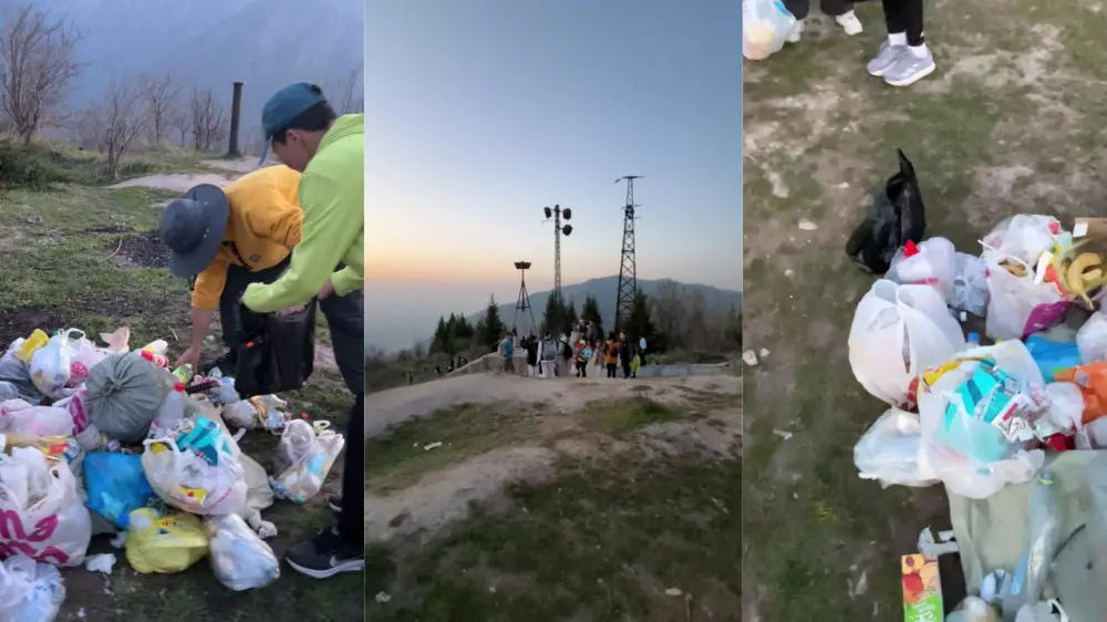 "Десятки мешков": шокирующее количество мусора сняли в горах Алматы