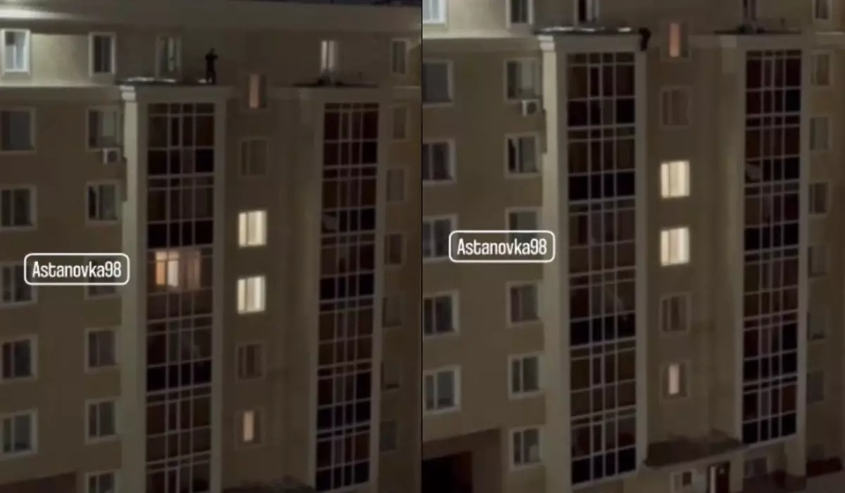 Повисшую на карнизе балкона девушку спасли в Астане (ВИДЕО)
