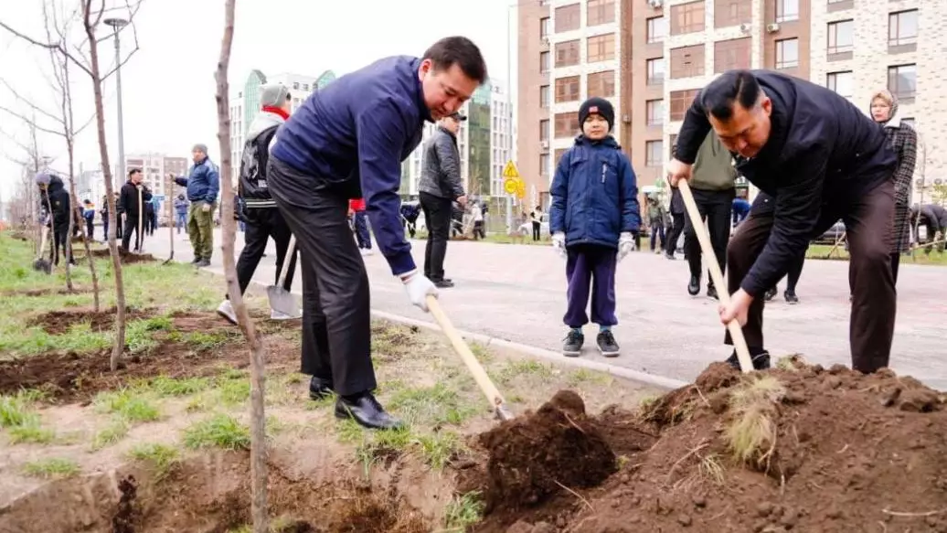 Более 100 отцов  вместе с детьми посадили деревья в Астане