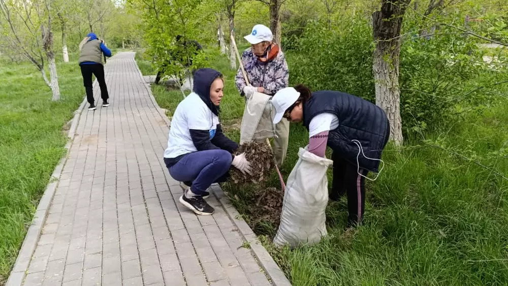 Волонтёры и этнокультурные объединения вместе привели в порядок парк в честь Дня единства народа Казахстана
