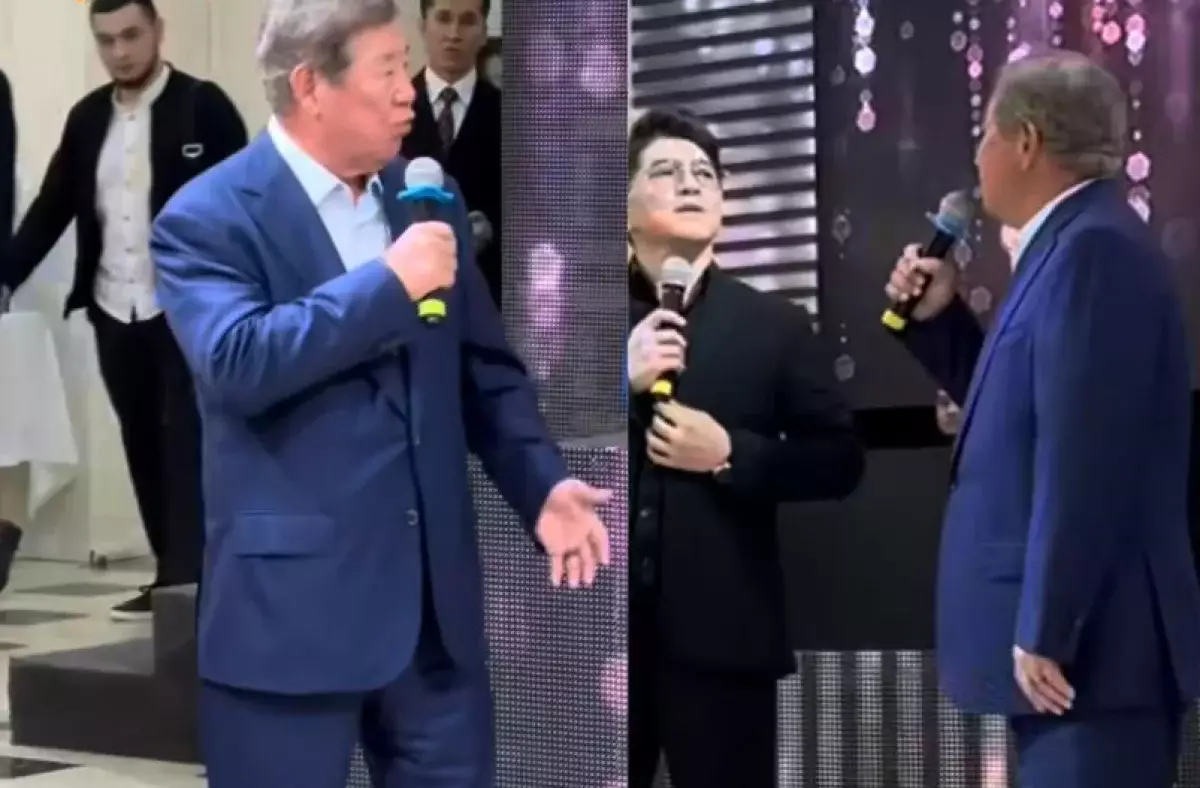 Экс-аким Алматы исполнил песню на тое казахстанского певца