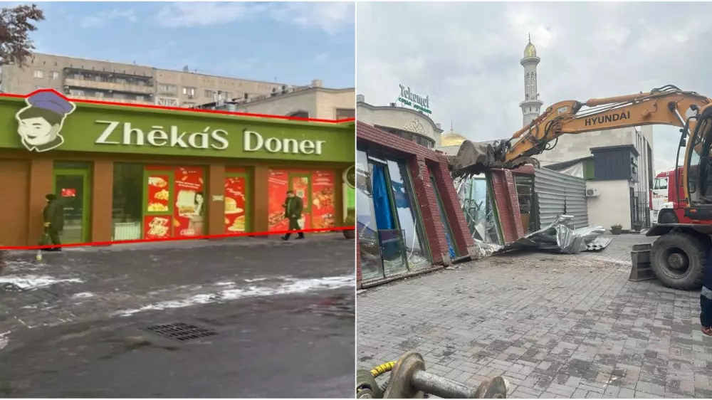 В Алматы снесли кафе: видео