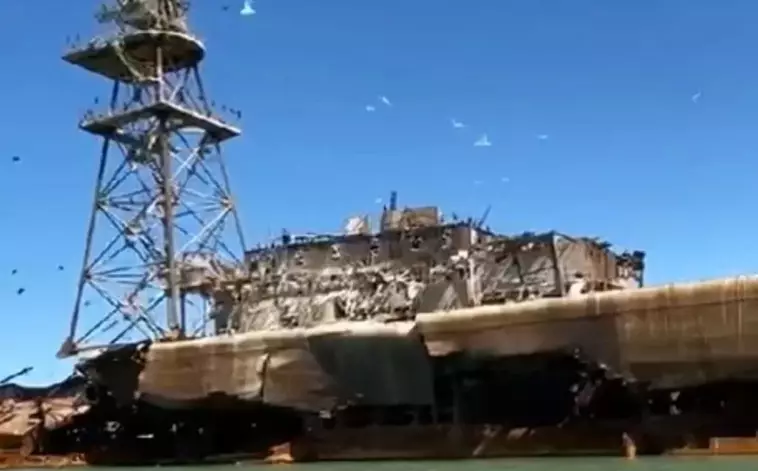 Затонувший в Каспийском море корабль сняли на видео в Мангистауской области