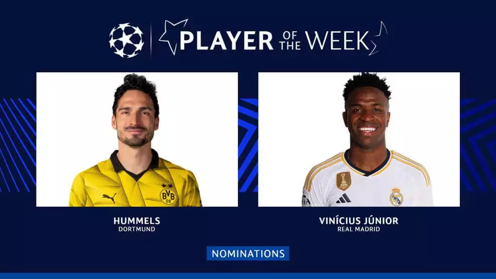 Винисиус и Хуммельс претендуют на звание игрока недели в Лиге чемпионов