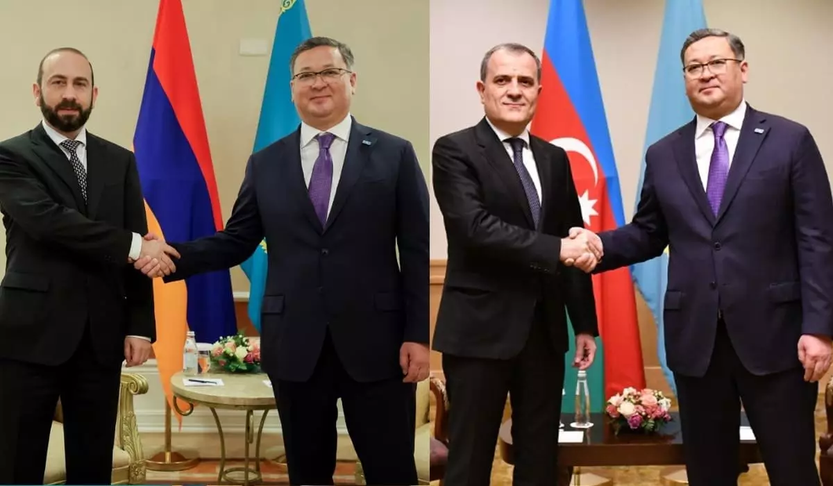 Глава МИД Казахстана встретился с коллегами из Армении и Азербайджана