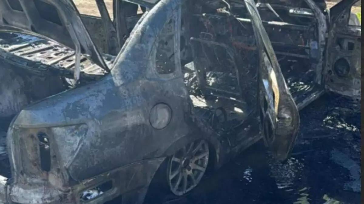 Два легковых автомобиля сгорели в Караганде