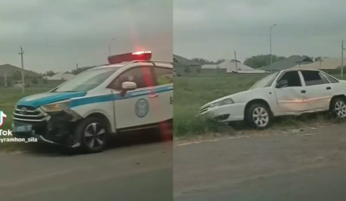 Пьяный мужчина протаранил машину полицейских на угнанном авто в Шымкенте (ВИДЕО)