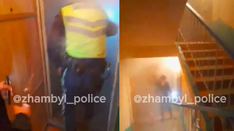 Полицейские эвакуировали и спасли людей от пожара в Таразе