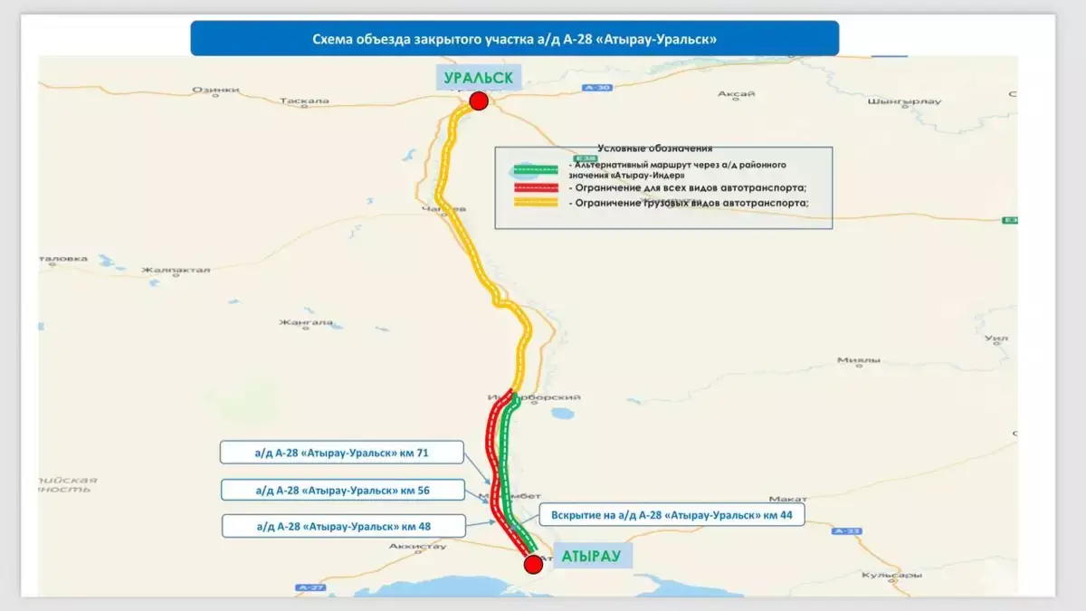 В Атырауской области и ЗКО закрыли трассы из-за паводков