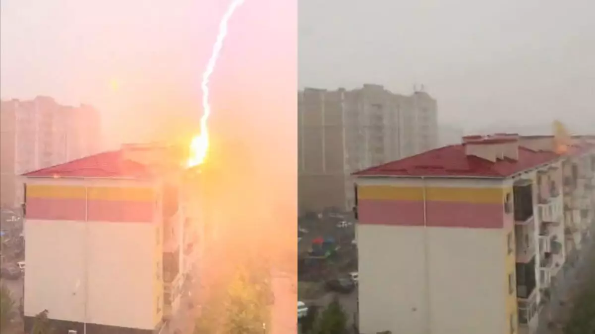 В Шымкенте молния ударила в один из жилых домов