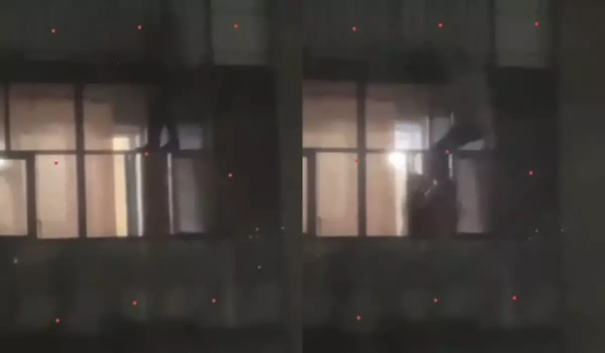 «Человек паук», лазающий по балконам, попал на видео в Павлодаре