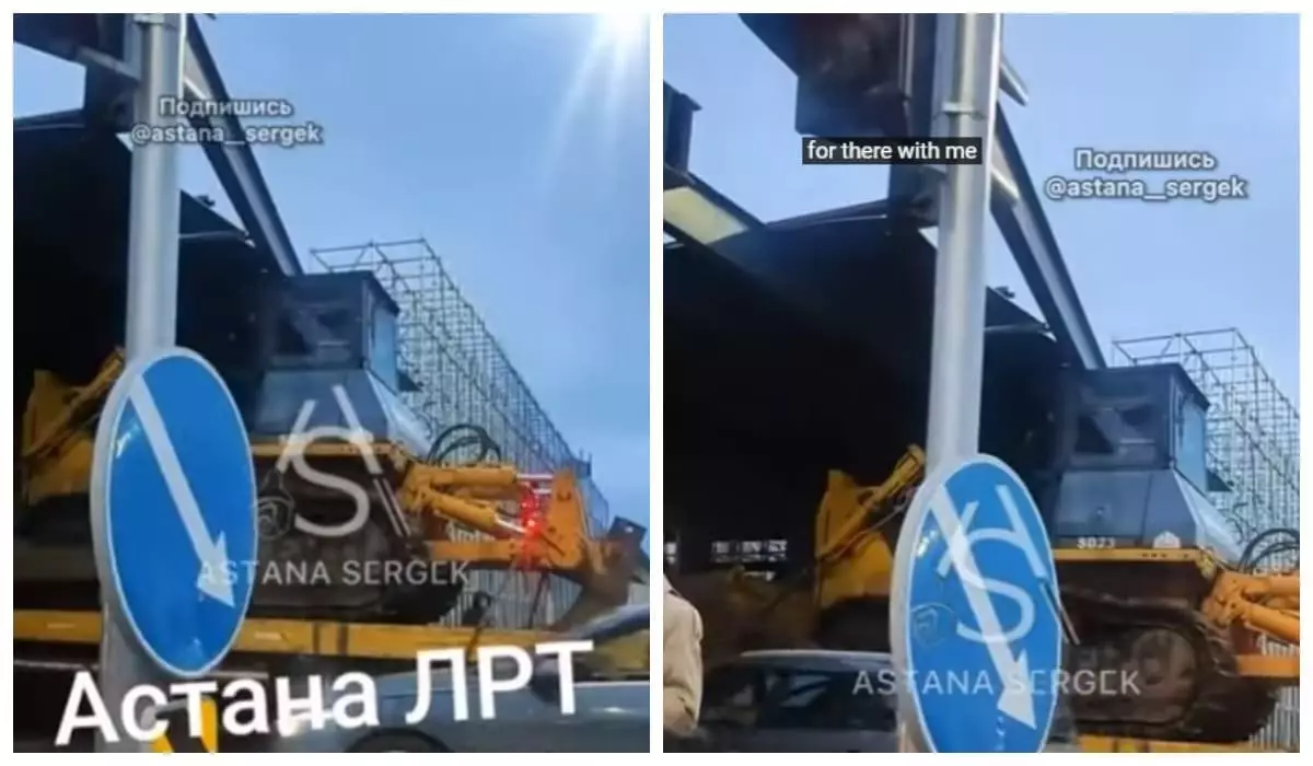 Эвакуатор со спецтехникой врезался в будущее полотно LRT в Астане (ВИДЕО)