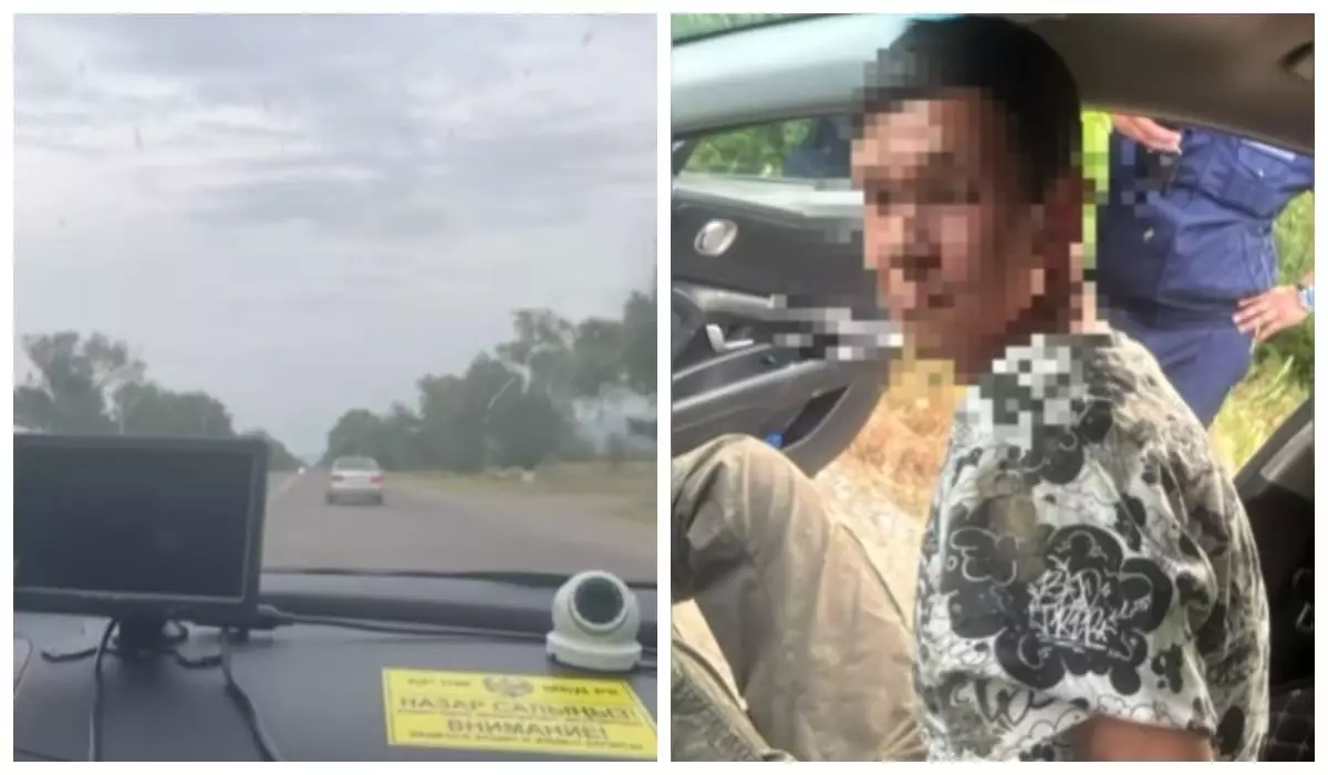 Погоню за автоугонщиком сняли на видео в Алматинской области