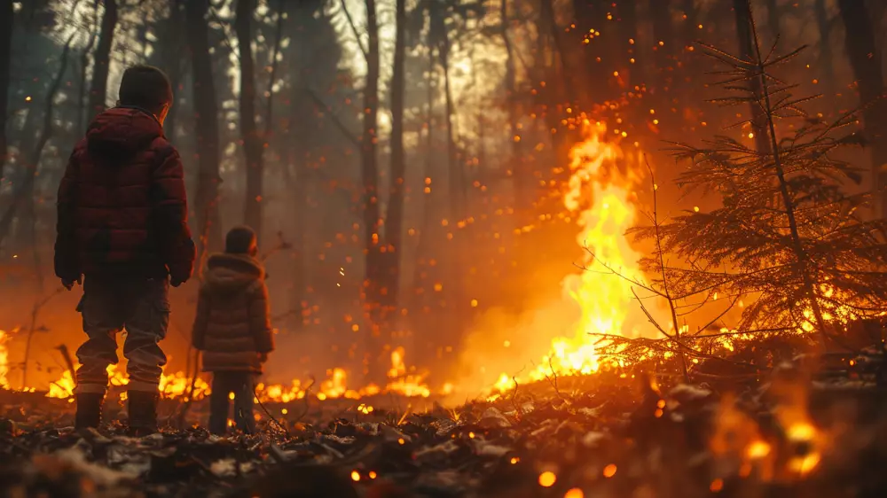 Дети подожгли лес на севере Казахстана