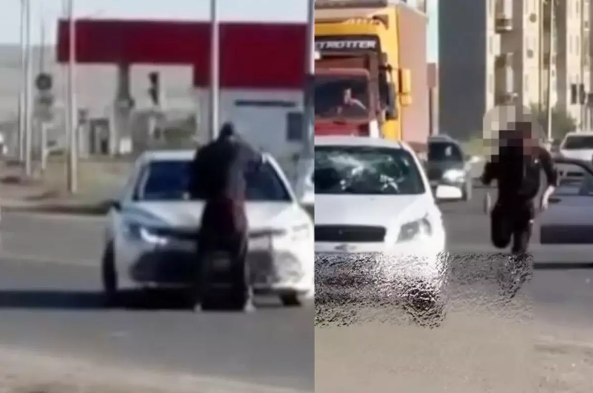 Мужчина камнем разбил лобовое стекло проезжающей машине в Абайской области