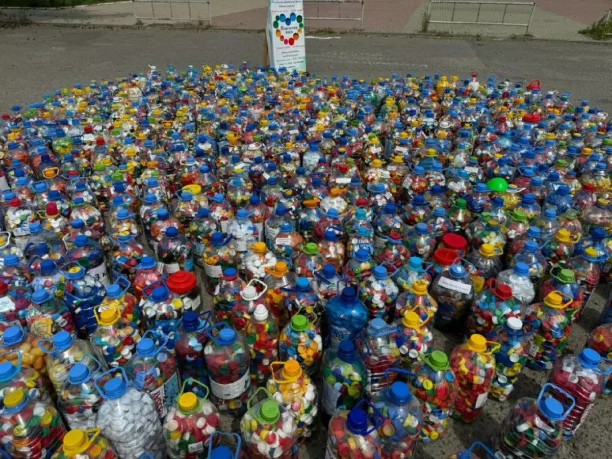 Павлодарские школьники собрали более тонны пластиковых крышек