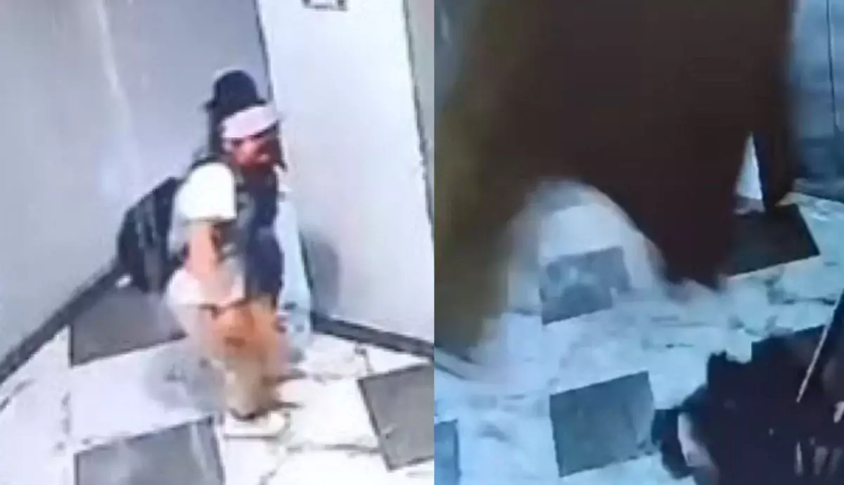 Потолок подъезда едва не убил женщину с ребенком в Астане - видео
