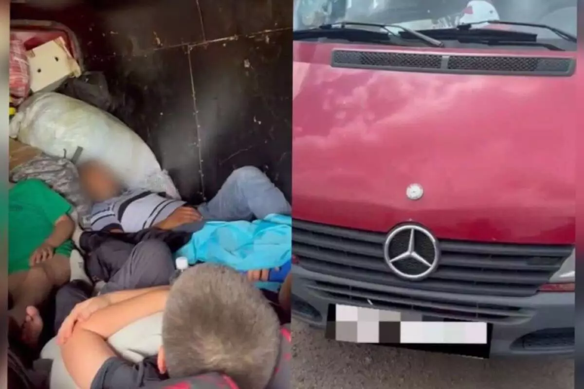 В Казахстане полиция остановила миинивэн, набитый лежащими вповалку иностранцами (ВИДЕО)