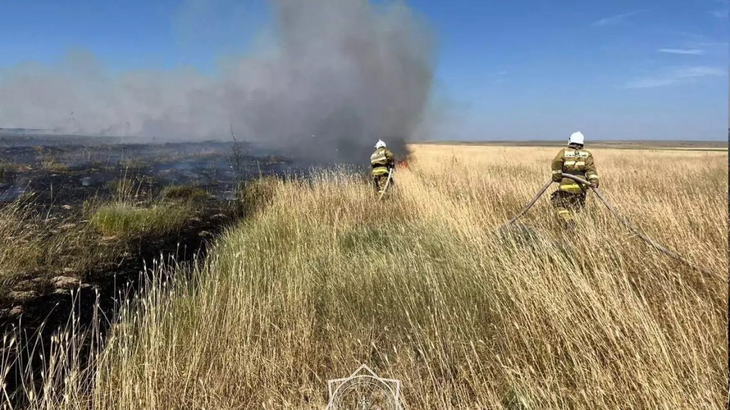 В Туркестанской области потушили возгорание сухой травы