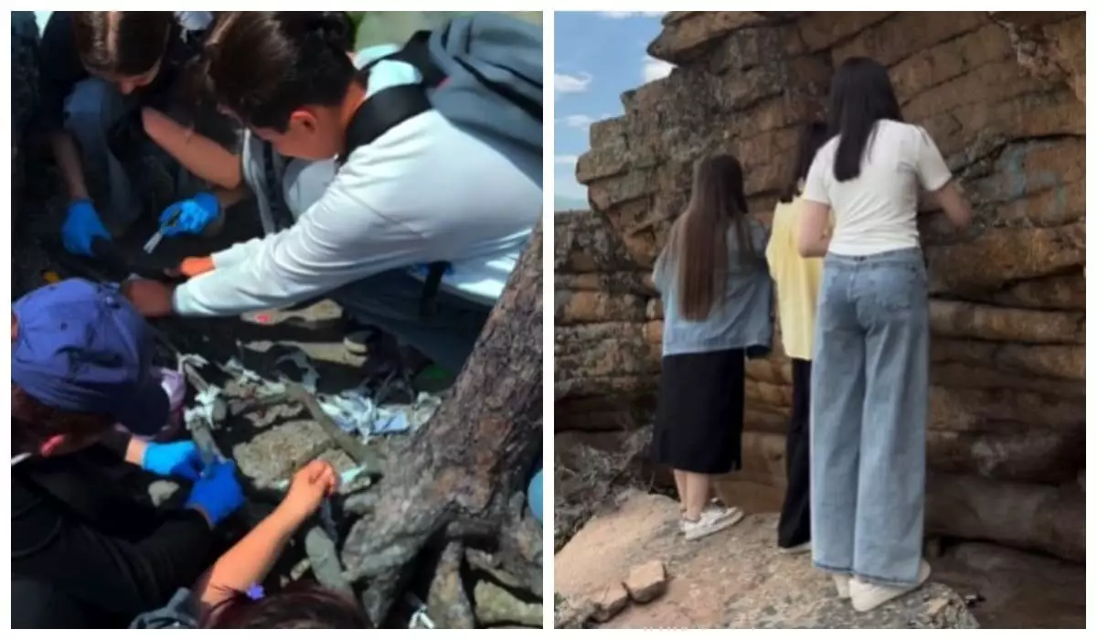 Активисты «Жастар Рухы» и волонтеры очистили от мусора территории нацпарков в Бурабае и Жасыбае