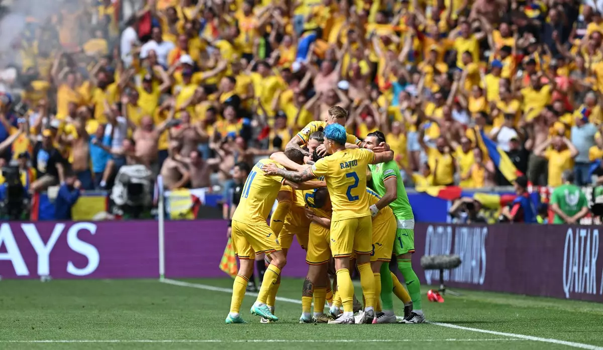 Румыния побеждает Украину после первого тайма матча Евро-2024