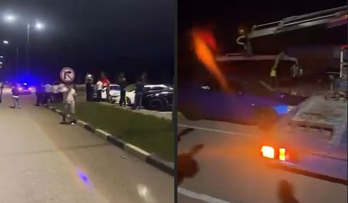 Группа водителей устроила ночные гонки на трассе в Астане (ВИДЕО)