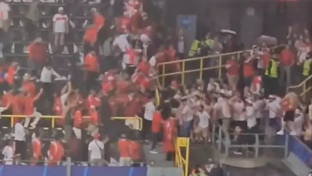 Фанаты Турции и Грузии устроили массовую драку на матче Евро-2024. Видео