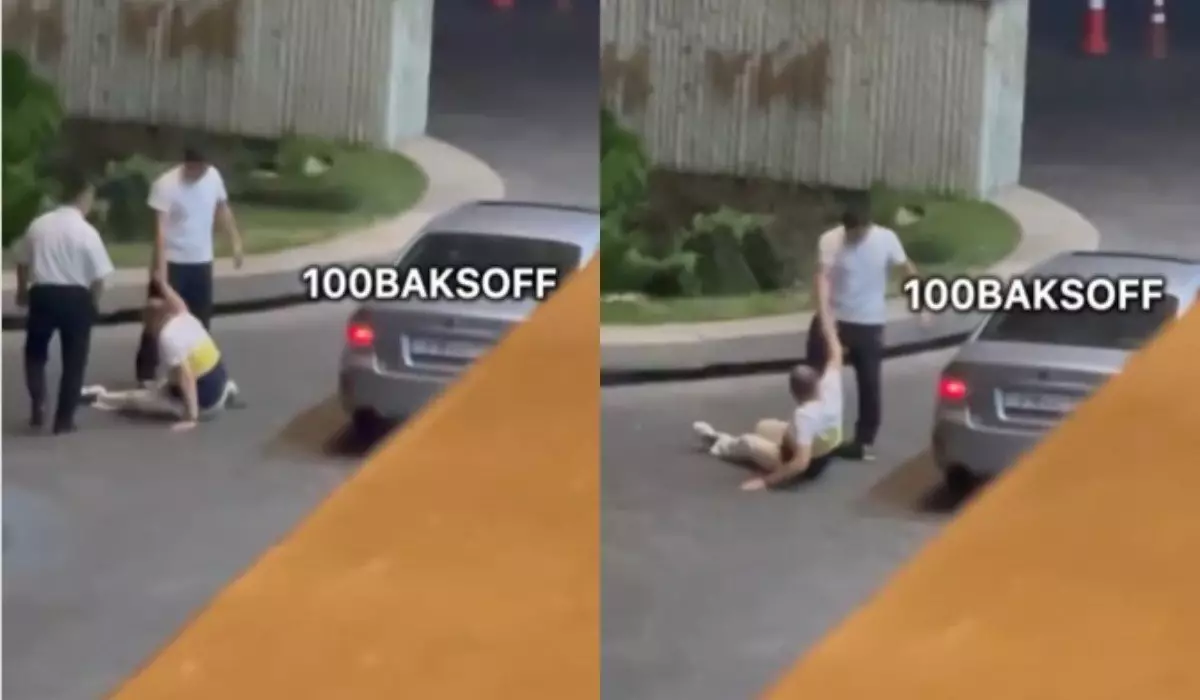 Парень нокаутировал мужчину около гостиницы в Алматы (ВИДЕО)