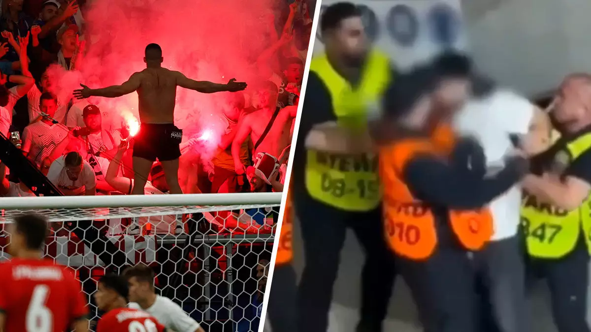 Ужасающее видео с Евро-2024. Стюарды толпой избили болельщика прямо во время матча