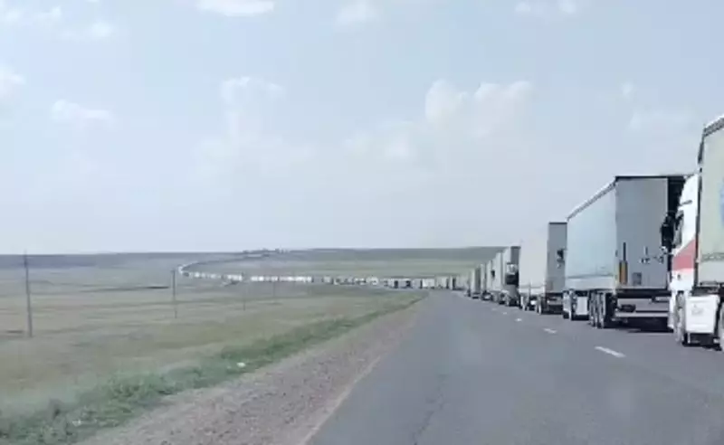 Километровая очередь образовалась на границе Казахстана с Россией