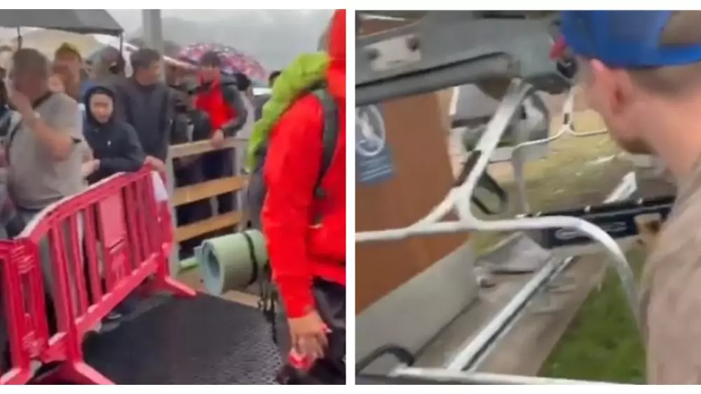 Столпотворение в зоне посадки на канатную дорогу на спуске с Шымбулака попало на видео