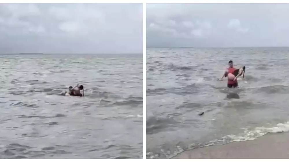 "Эпично вынес на руках": в МЧС поделились видео спасения женщины на озере